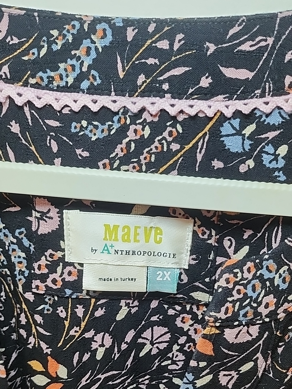 Maeve Anthropologie Black Floral Mini Dress Tiered Ruffle Womens Boho Western 2X - Picture 7 of 16